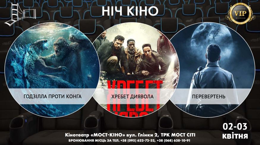 Ніч Кіно "Годзілла проти Конга + Хребет диявола + Перевертень"