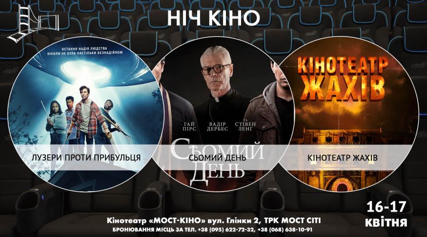 Ніч Кіно "Лузери проти Прибульця + Сьомий день + Кінотеатр жахів"