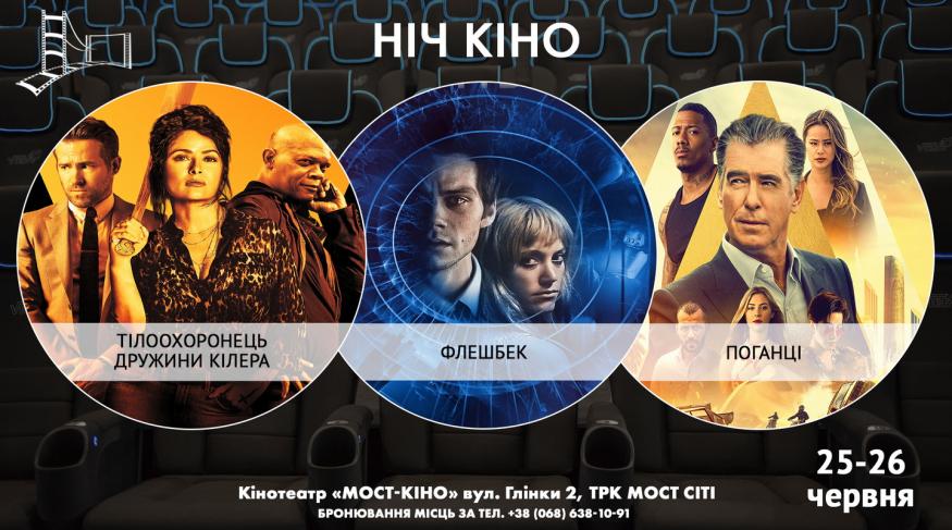 Ніч Кіно "Тілоохоронець дружини кілера + Флешбек + Поганці"